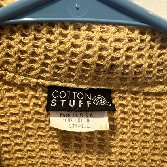 Vintage Chartreuse Waffle Knit Cropped Button Up - Size Small - Picture 3 of 3